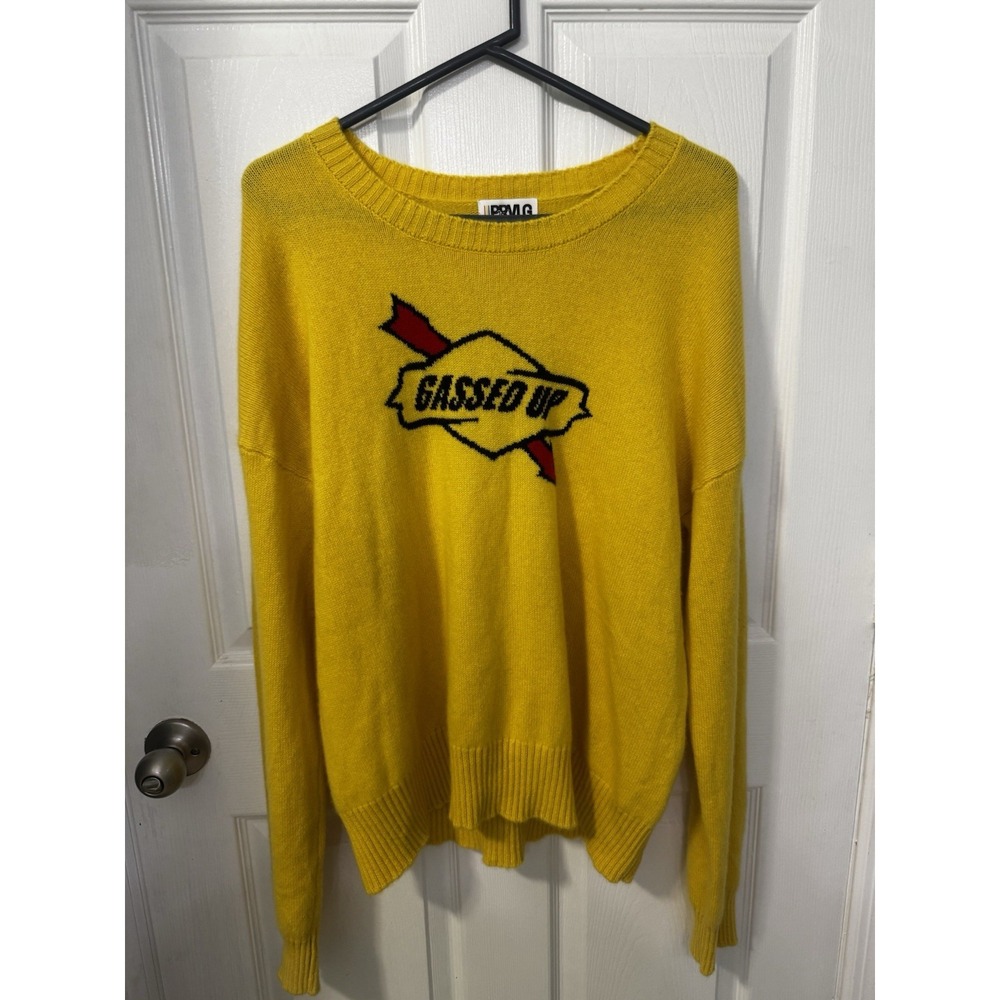 PRVLG Threads Of Privilege Womens 100% Cashmere Gassed Up Sweater Yellow XL